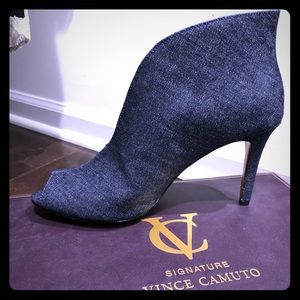 Brand new Vince Camuto denim peep toe bootie